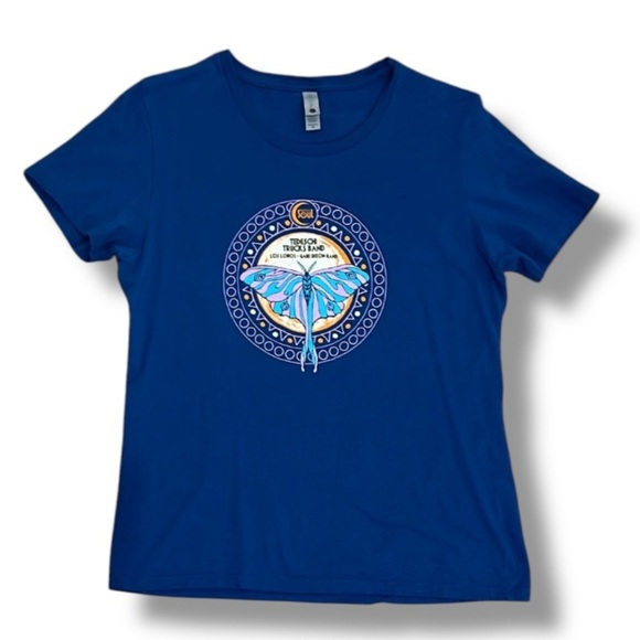 Womens Band T Butterfly Moth Tedeschi Trucks Band Wheel of Soul Size XL Blue - Picture 1 of 10